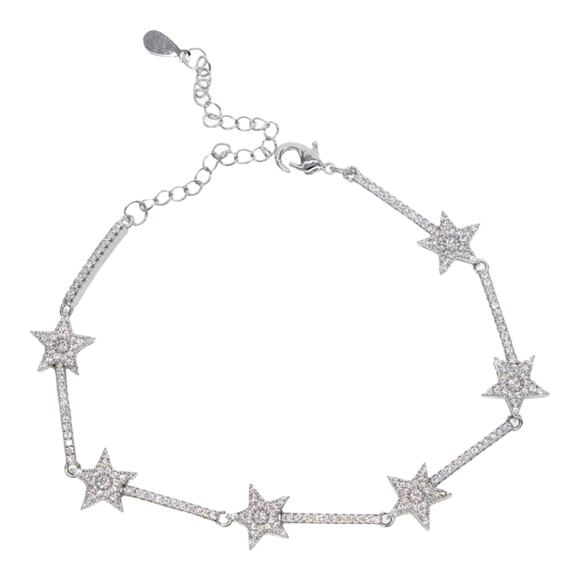 2.00cttw Round Cubic Zirconia micro-pavé Stars and Bars Tennis Bracelet 7" - Picture 1 of 4